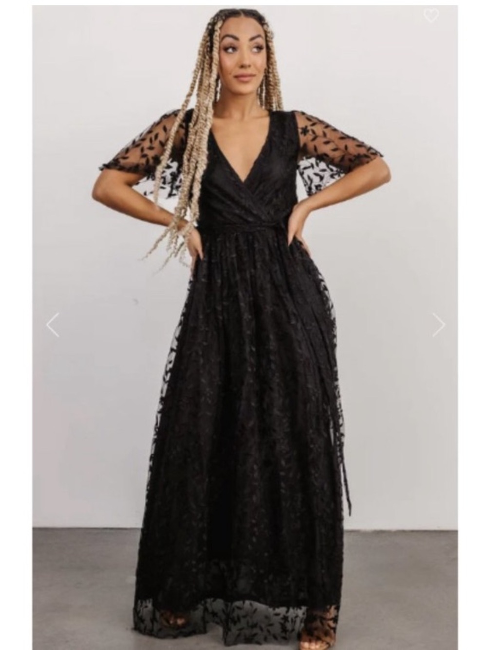 Baltic Born Marseilles Embossed Black NWT New Lace Maxi Dress Size Medium